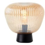 Brilliant Table Lamp Kaizen Glass Metal Black Beige | 250mm - Suitable for 1x E27